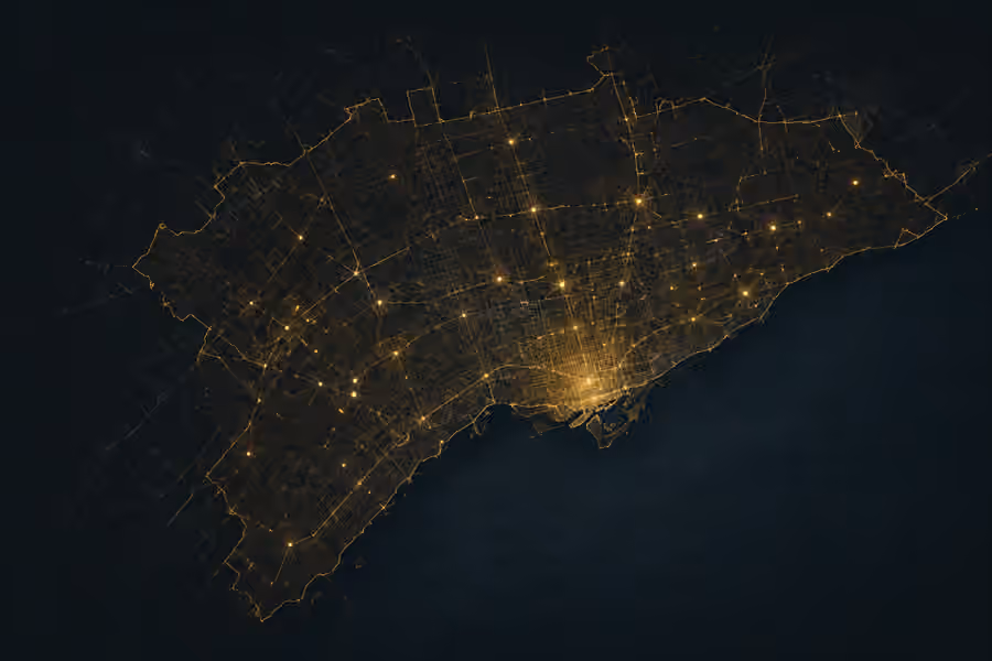 Illustrative schematic of the Greater Toronto Area around Lake Ontario